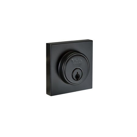 YALE REAL LIVING Edge YE Series Square Single Cylinder Deadbolt with Schlage C Keyway Black Finish YR82ESQDBBLKSC